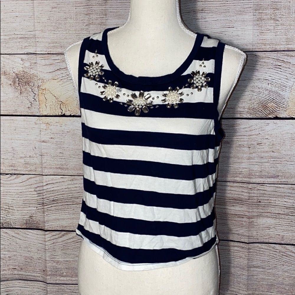 Express sleeveless jeweled Cotton Crop Top